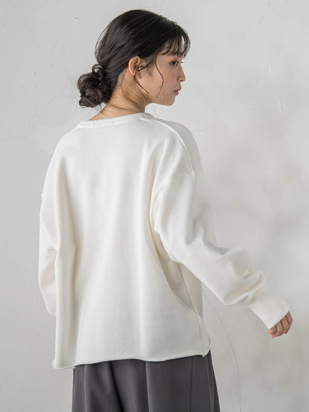 裏毛Vネックカットソー≪手洗い可能≫