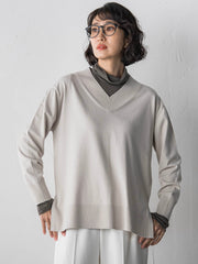 Vネックニット≪手洗い可能≫