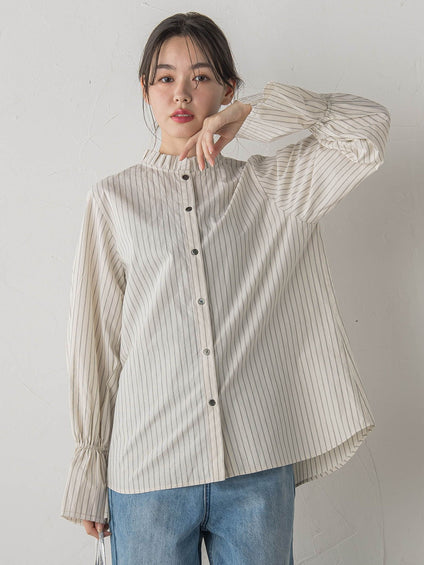 襟フリルブラウス≪洗濯機で洗える≫