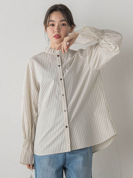 襟フリルブラウス≪洗濯機で洗える≫