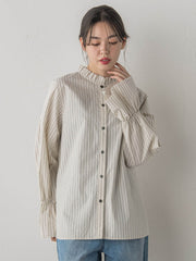 襟フリルブラウス≪洗濯機で洗える≫