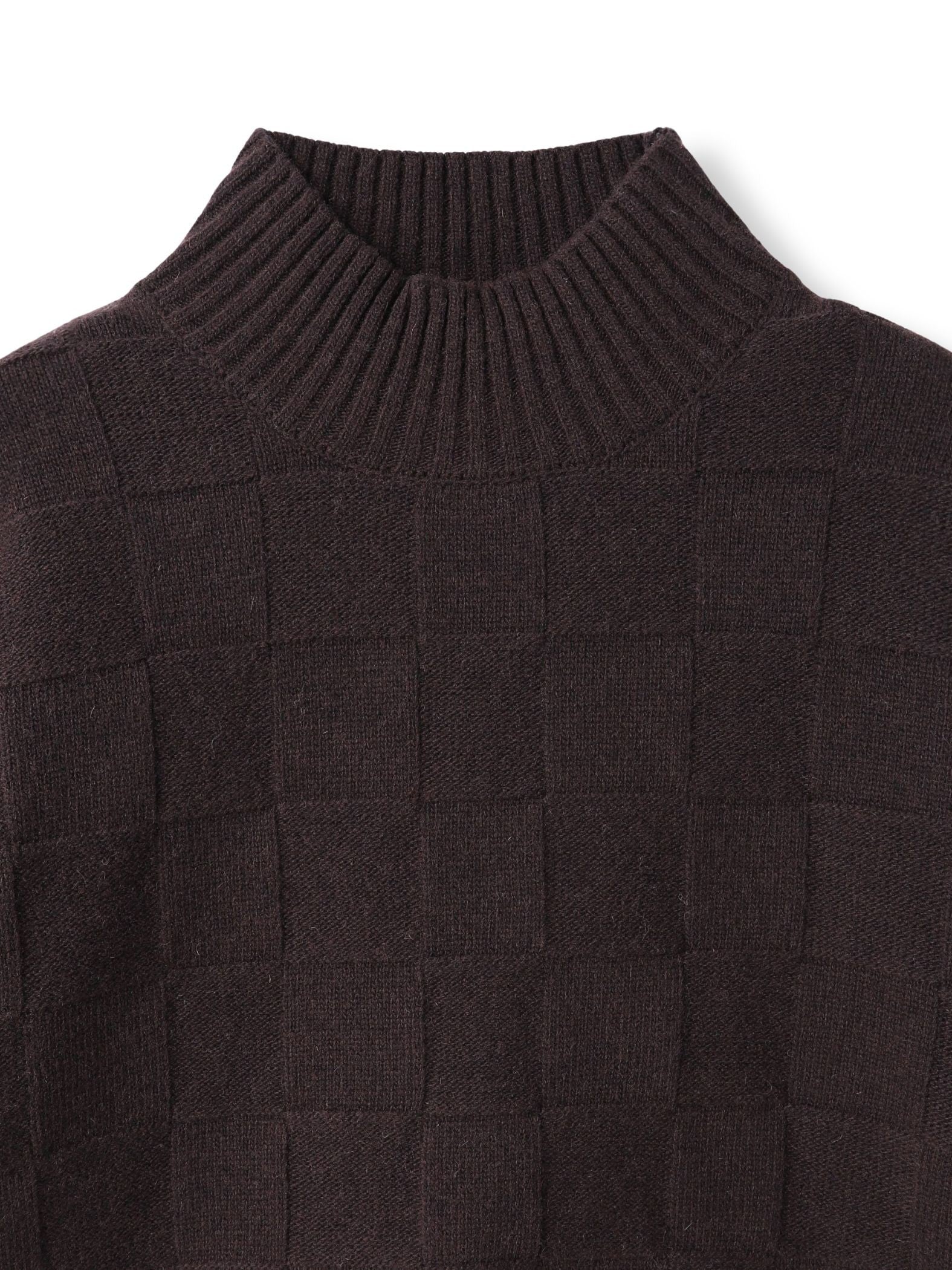 格子柄ハイネックニット≪洗える≫