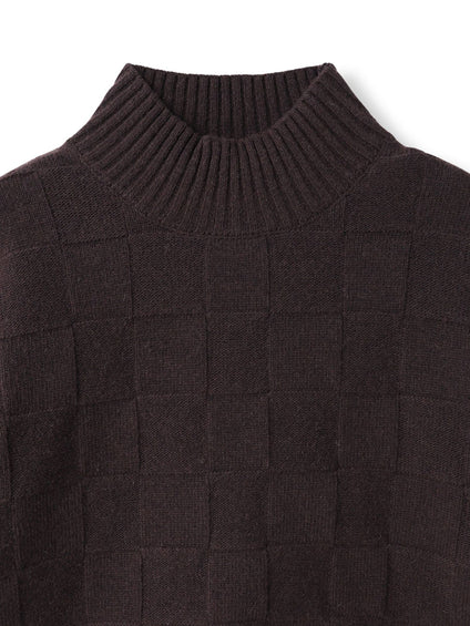 格子柄ハイネックニット≪洗える≫