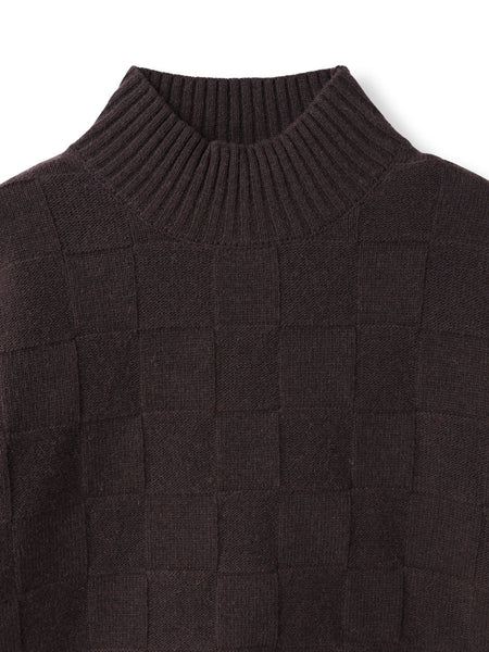 格子柄ハイネックニット≪洗える≫