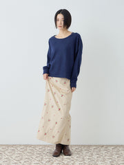花柄刺繍ベロア　ナロースカート