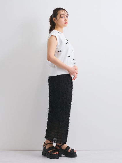 シャーリングシフォンタイトスカート≪手洗い可能≫