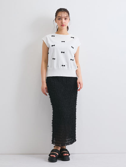 シャーリングシフォンタイトスカート≪手洗い可能≫
