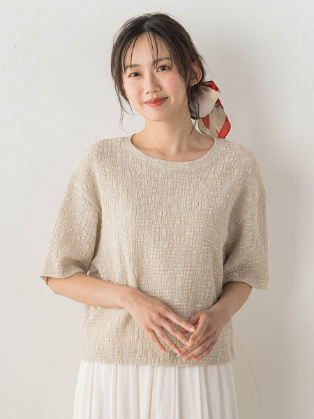 Recycle Slub BluseクロップドTシャツ