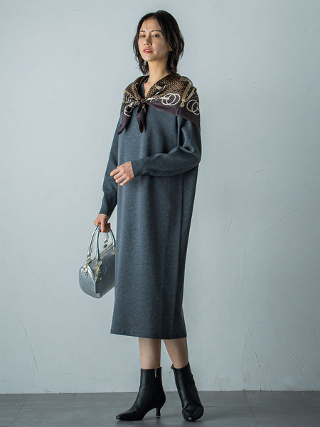 【WEB限定】Vネックニットワンピース≪丈長めあり/手洗い可能≫