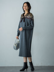 【WEB限定】Vネックニットワンピース≪丈長めあり/手洗い可能≫