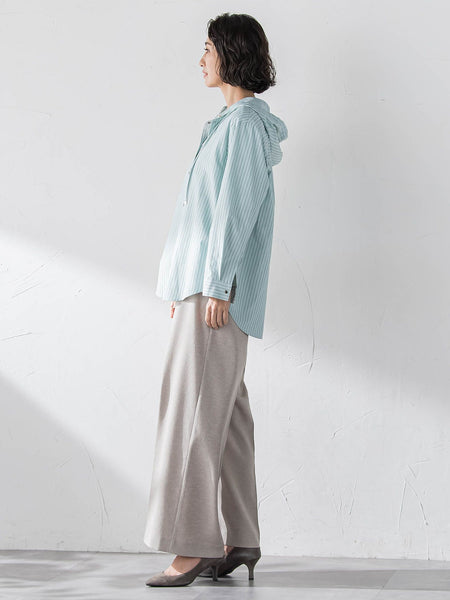 ドビーストライプフードシャツ