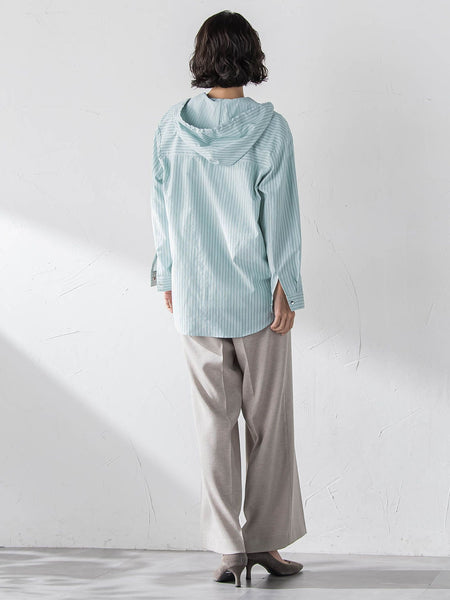 ドビーストライプフードシャツ