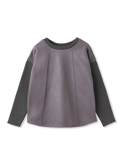 スエード×リブ変形切替えプルオーバー≪手洗い可能≫