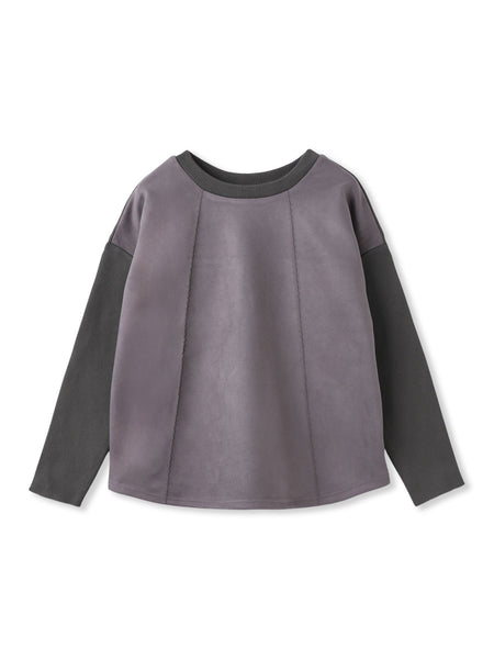 スエード×リブ変形切替えプルオーバー≪手洗い可能≫