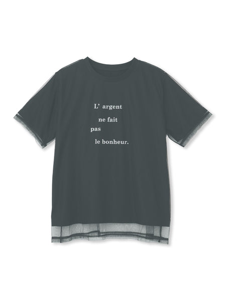 【WEB限定】チュールレイヤードロゴカットソー≪手洗い可能≫