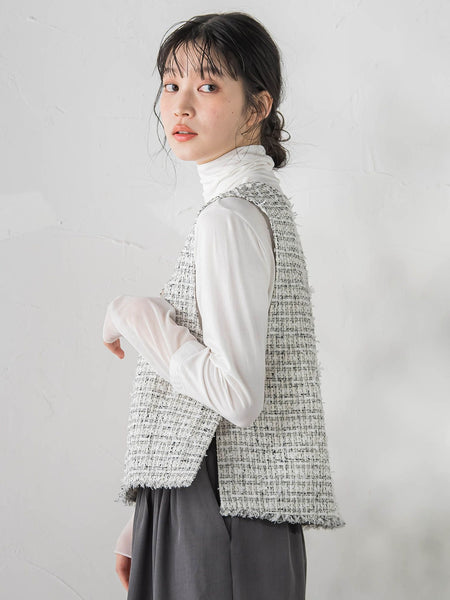 ミックスツィードベスト≪洗濯機で洗える≫