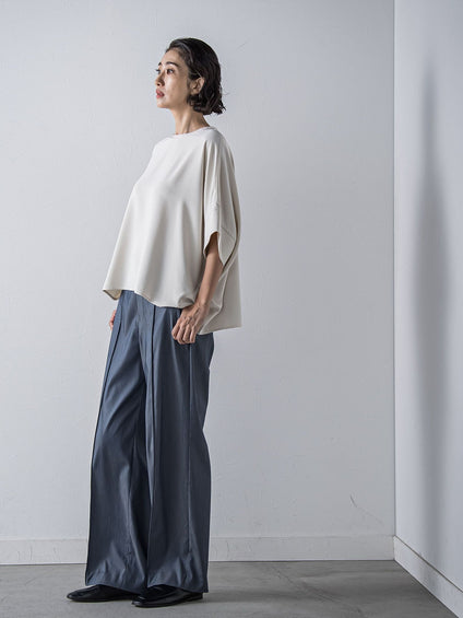【WEB限定】デニム見えシャンブレーワイドパンツ≪洗濯機で洗える≫