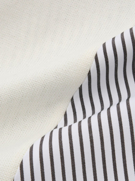 異素材切替クルーネックニットカーディガン