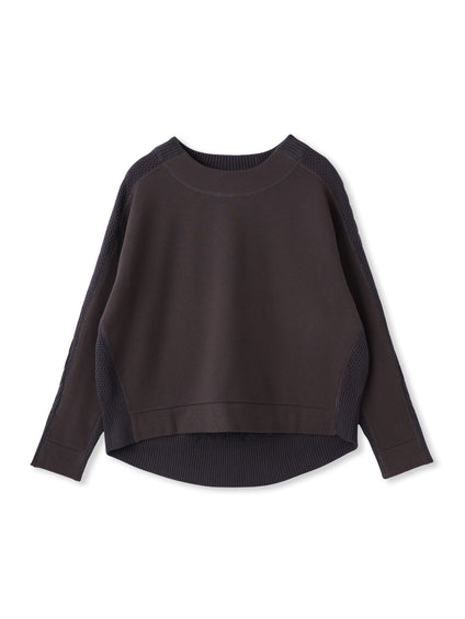 【WEB限定】裏毛×ニット前後ドッキングプルオーバー≪手洗い可能≫