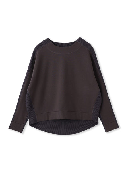 【WEB限定】裏毛×ニット前後ドッキングプルオーバー≪手洗い可能≫