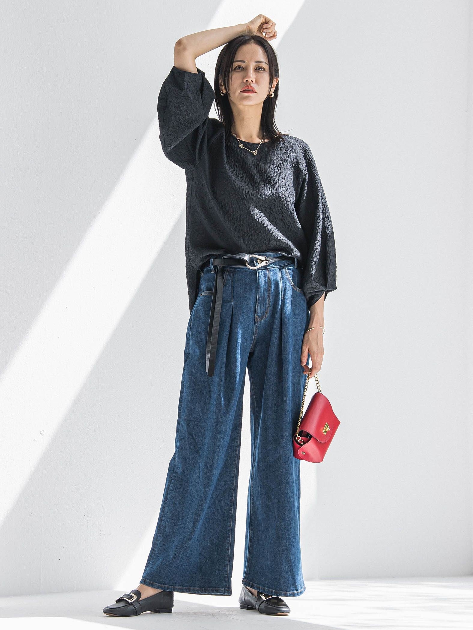 【WEB限定】365デニムパンツ ワイドシルエット≪洗える≫