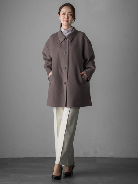 スタンドカラーウールリバーコート