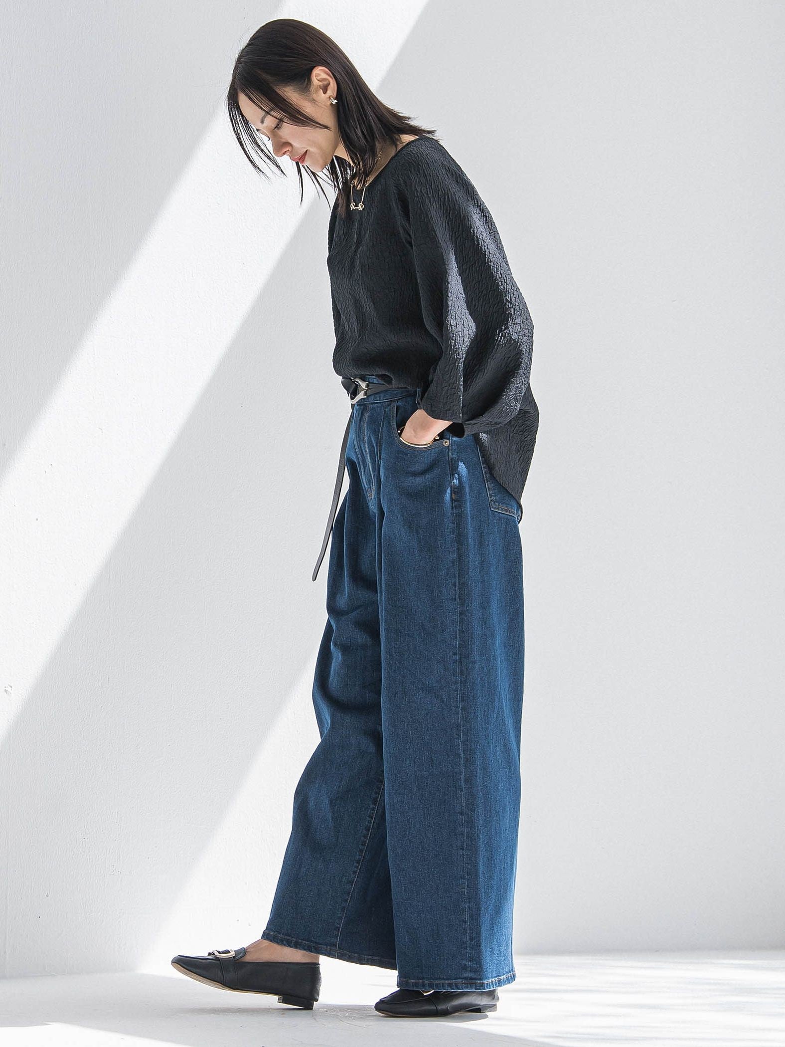 【WEB限定】365デニムパンツ ワイドシルエット≪洗える≫