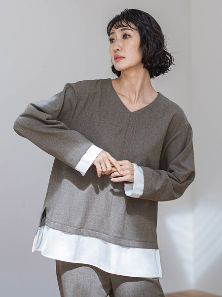 ピクシエスタVネックブラウス≪洗濯機で洗える≫