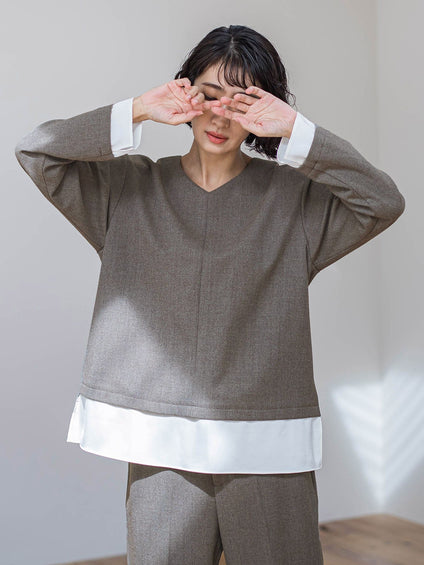 ピクシエスタVネックブラウス≪洗濯機で洗える≫