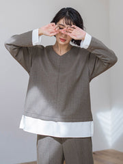 ピクシエスタVネックブラウス≪洗濯機で洗える≫