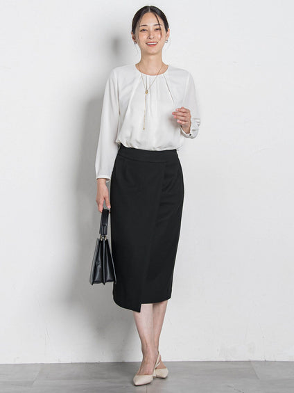 【WEB限定 13号】フロントタックブラウス≪透けにくい≫