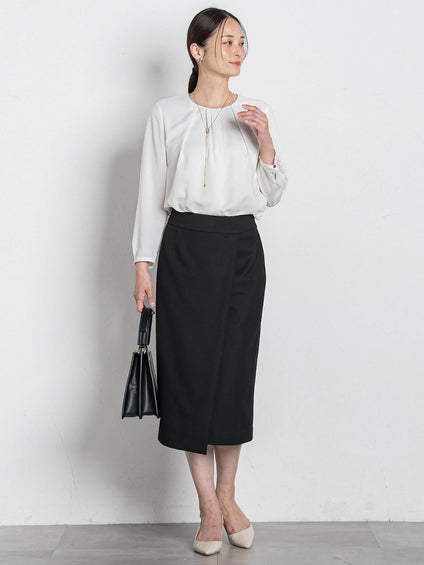 【WEB限定 13号】フロントタックブラウス≪透けにくい≫