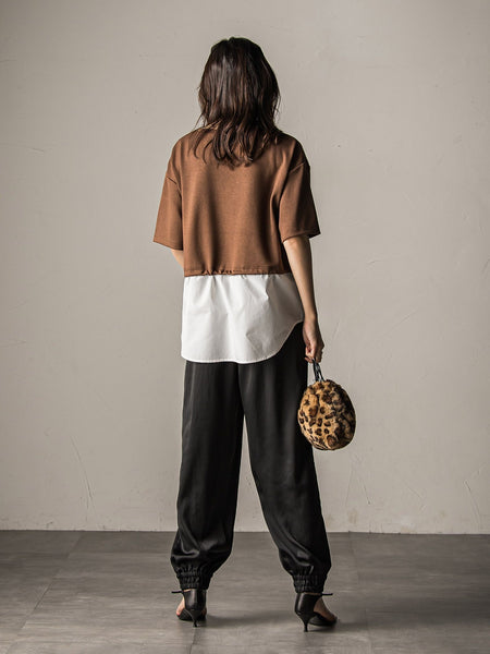 【WEB限定】シャツレイヤード風プルオーバー≪手洗い可能≫