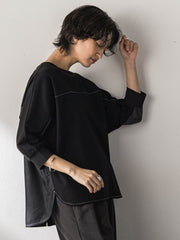 ポンチローマBACK釦ドッキングプルオーバー