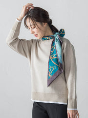 配色クルーネックニット≪洗える≫