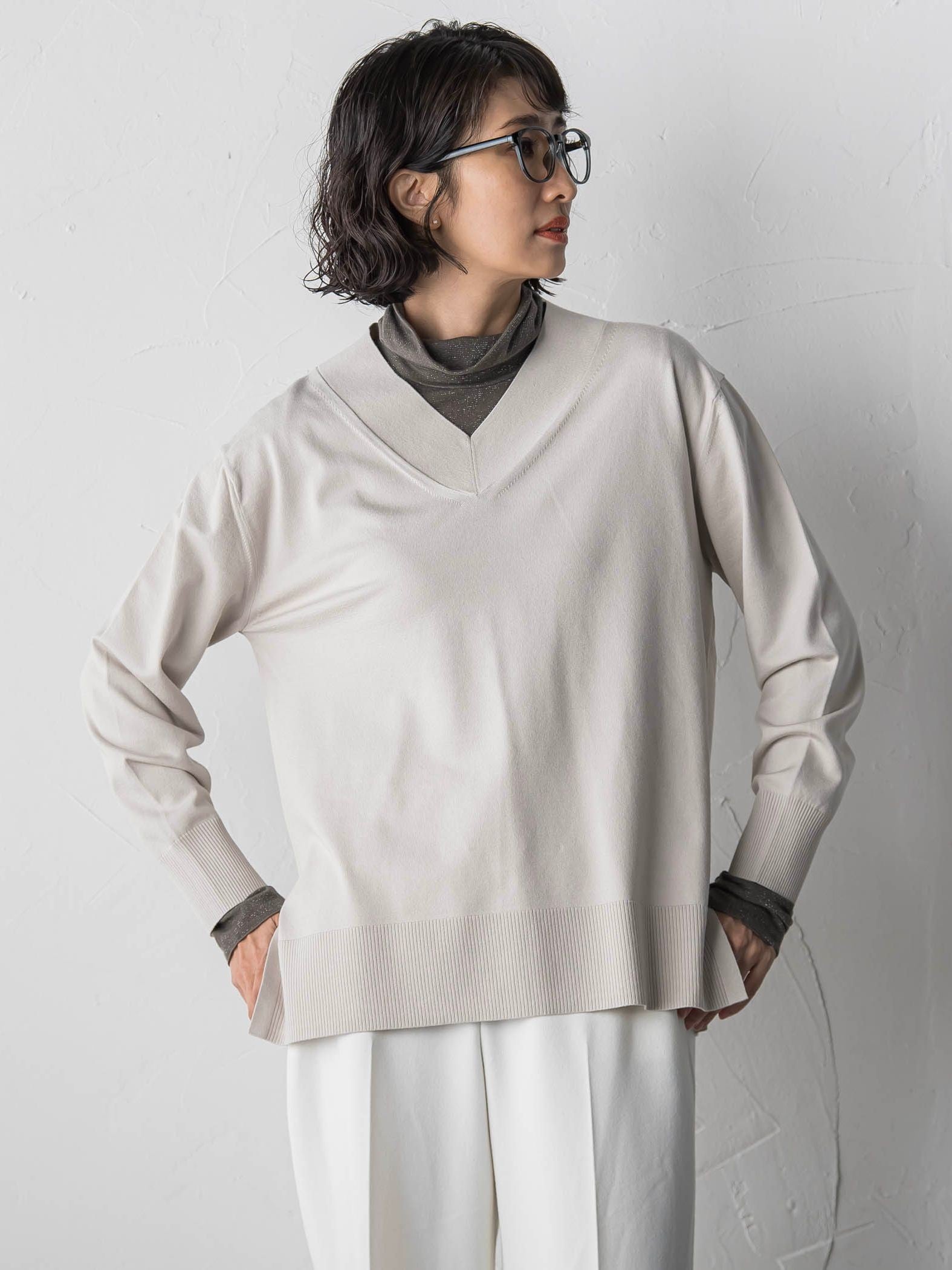 【大きいサイズ】Vネックニット≪手洗い可能≫