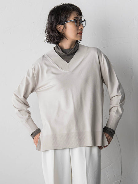 【大きいサイズ】Vネックニット≪手洗い可能≫