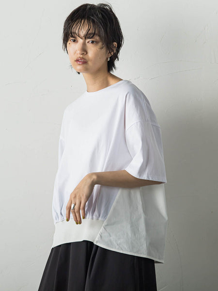 裾リブ前後異素材プルオーバー≪手洗い可能≫