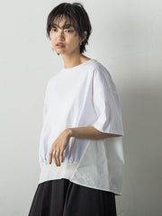 裾リブ前後異素材プルオーバー≪手洗い可能≫