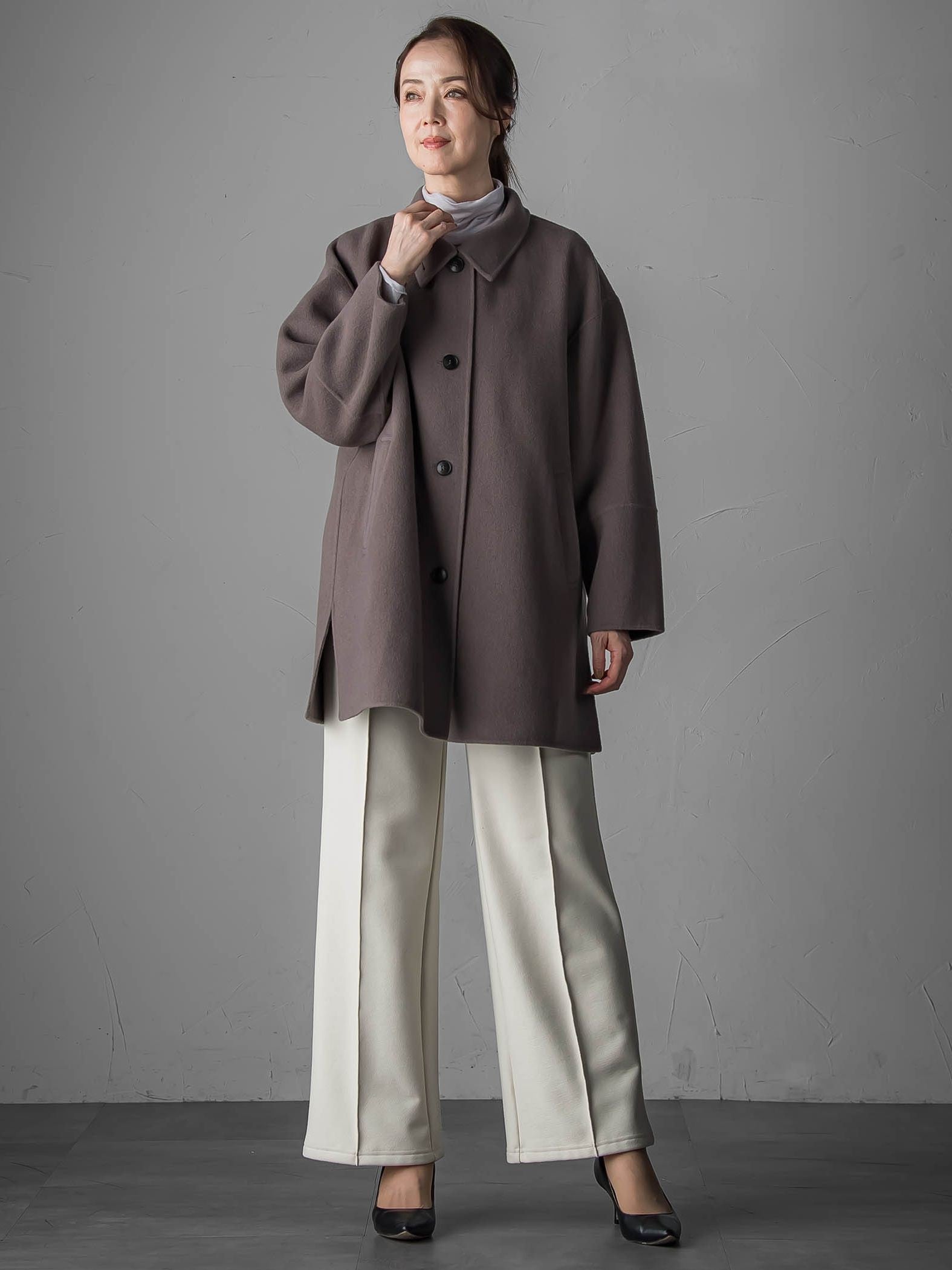 <極>”軽さと贅沢なぬくもり”スタンドカラーリバーコート