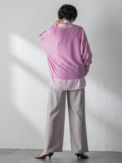 袖口ボタンドルマンニットプルオーバー≪手洗い可能≫