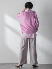 袖口ボタンドルマンニットプルオーバー≪手洗い可能≫