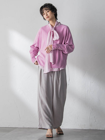 袖口ボタンドルマンニットプルオーバー≪手洗い可能≫