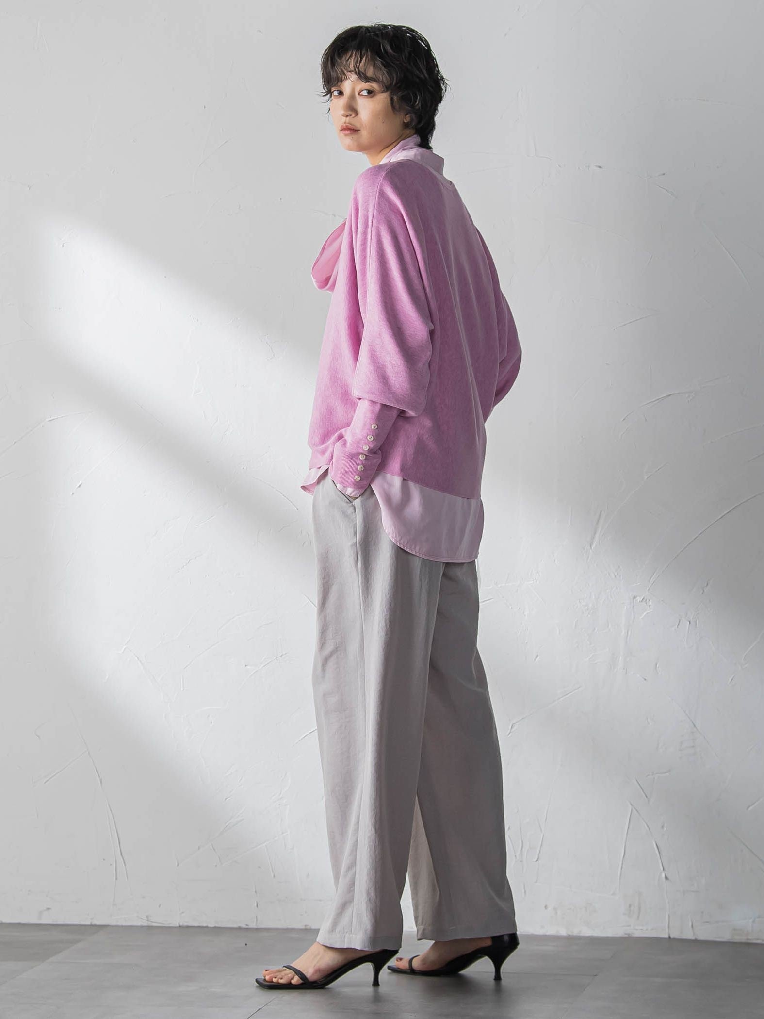 袖口ボタンドルマンニットプルオーバー≪手洗い可能≫