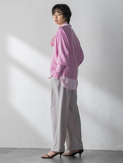 袖口ボタンドルマンニットプルオーバー≪手洗い可能≫