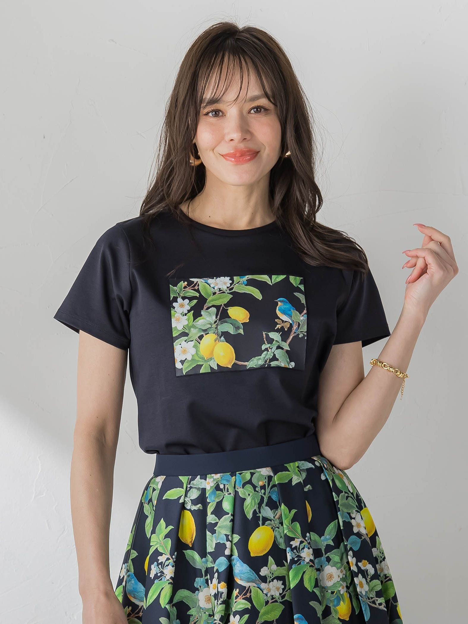レモンプリントTシャツ