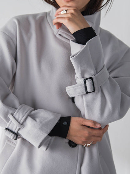 フェイクウールスタンドカラーコート