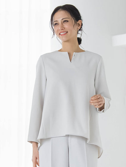 【WEB限定 13号】トリクシオンキーネックブラウス≪セットアップ対応/手洗い可能≫