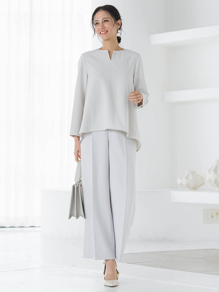 【WEB限定 13号】トリクシオンキーネックブラウス≪セットアップ対応/手洗い可能≫