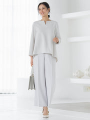 【WEB限定 13号】トリクシオンキーネックブラウス≪セットアップ対応/手洗い可能≫